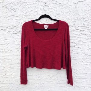 LA Hearts | L | Red Brindle Longsleeve Crop Top